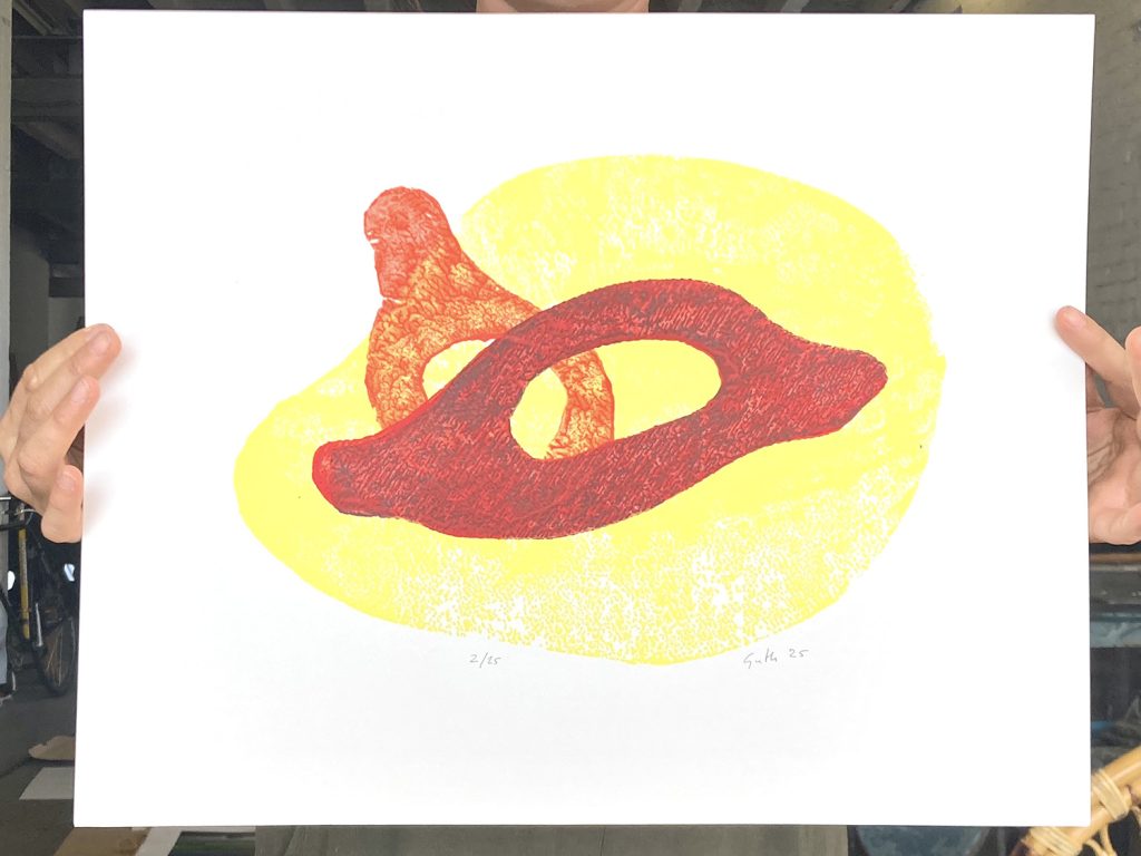 Didier Guth „o.T.“  2025  Linolschnitt, Acrylfarbe, Handdruck
